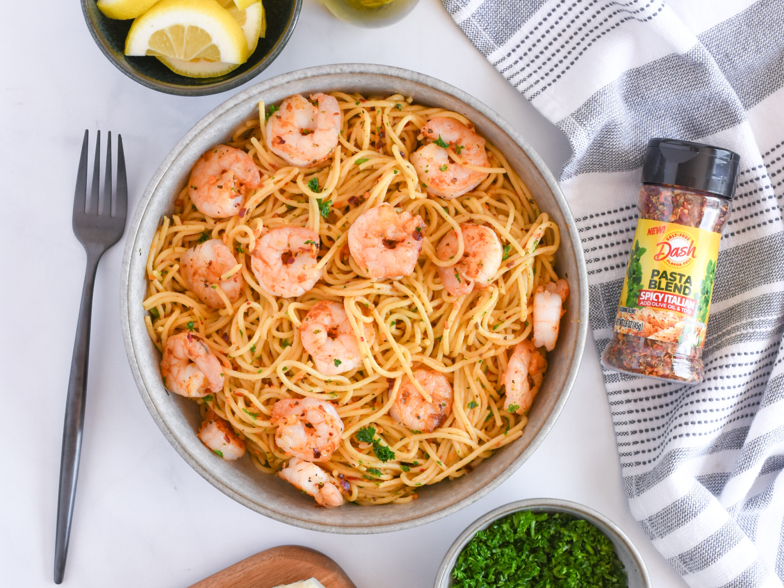 Spicy Aglio e Olio with Shrimp - Dash Salt-Free Products