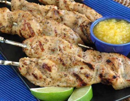 Image of Chicken Satay With Peach Dipping Sauce Recipe