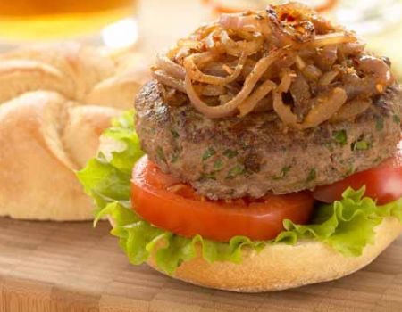 Image of Chipotle Burgers With Spicy Onions Recipe