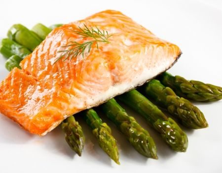 Image of Grilled Salmon With Orzo and Asparagus