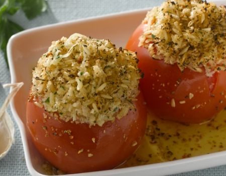Image of Tomatoes Stuffed With Brown Rice & Cheese